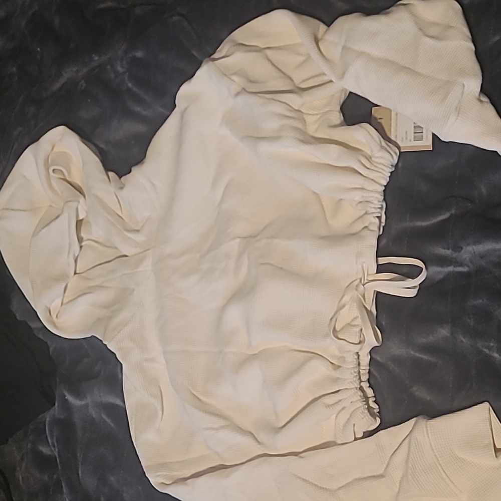 Waffle cinched hoodie